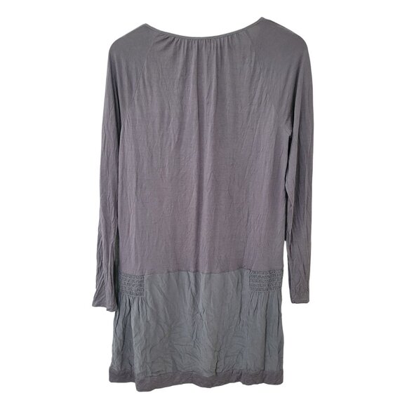 Calypso St. Barth Gray Silk Drop Smocked Waist Gatsby Dress Size M Tassel Ties - Picture 2 of 7